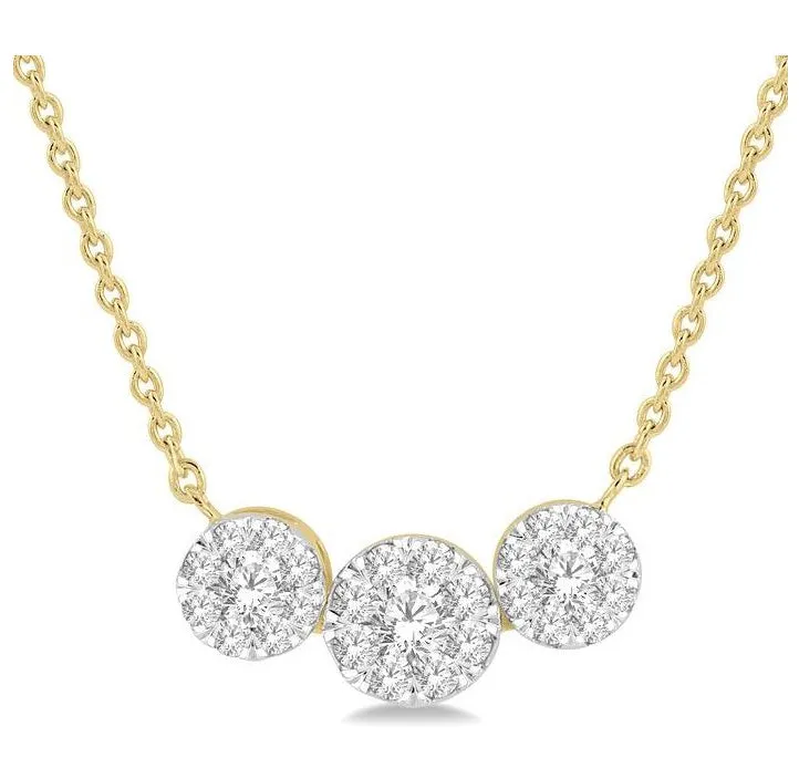 Round Shape Past Present & Future Lovebright Essential Diamond Necklace