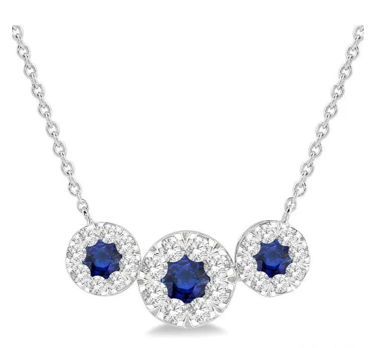 Round Shape Past Present & Future Lovebright Gemstone & Diamond Necklace