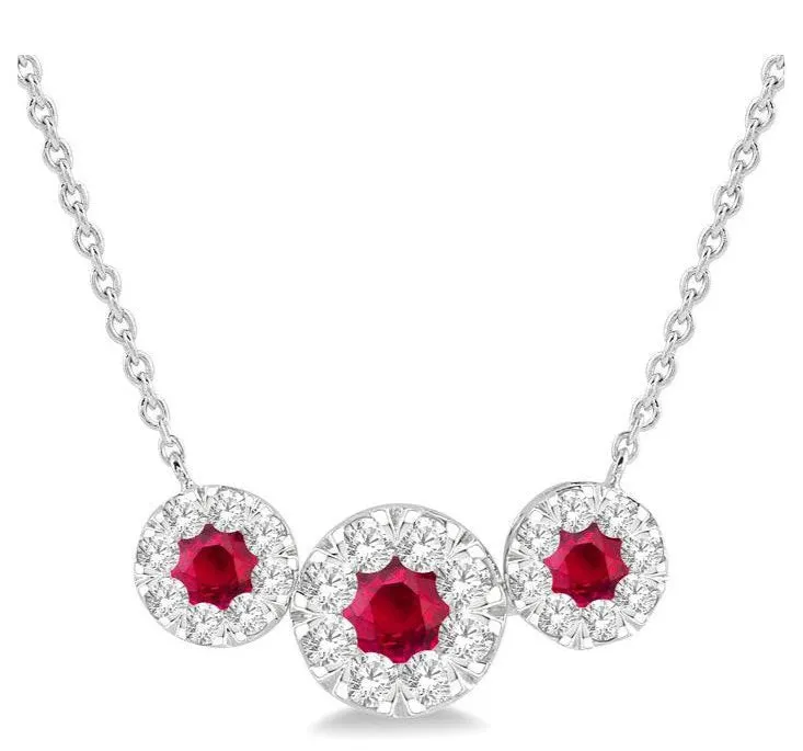 Round Shape Past Present & Future Lovebright Gemstone & Diamond Necklace