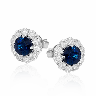 Sapphire Stud Earrings in 18k Gold with Diamonds ME2077 WHITE 18K SEMI