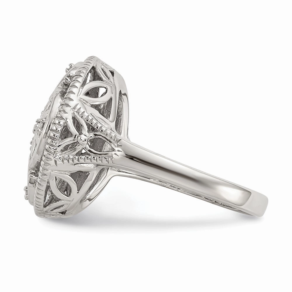 Shey Couture Sterling Silver Rhodium-plated with 14K Accent Diamond Vintage Ring