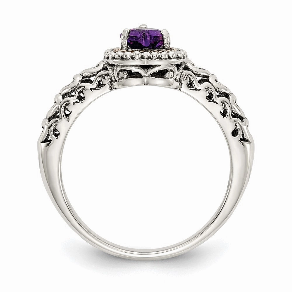 Shey Couture Sterling Silver with 14K Accent Antiqued Amethyst Heart Ring