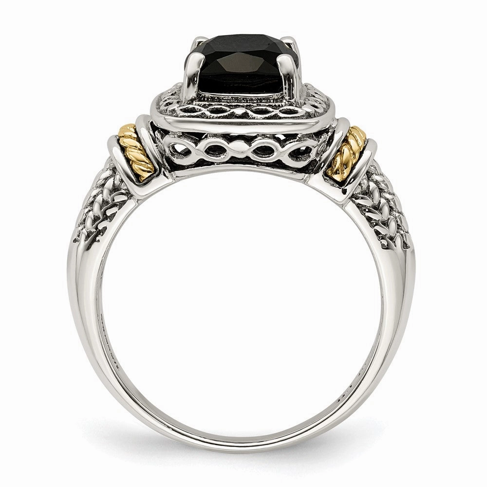 Shey Couture Sterling Silver with 14K Accent Antiqued Black Onyx Ring