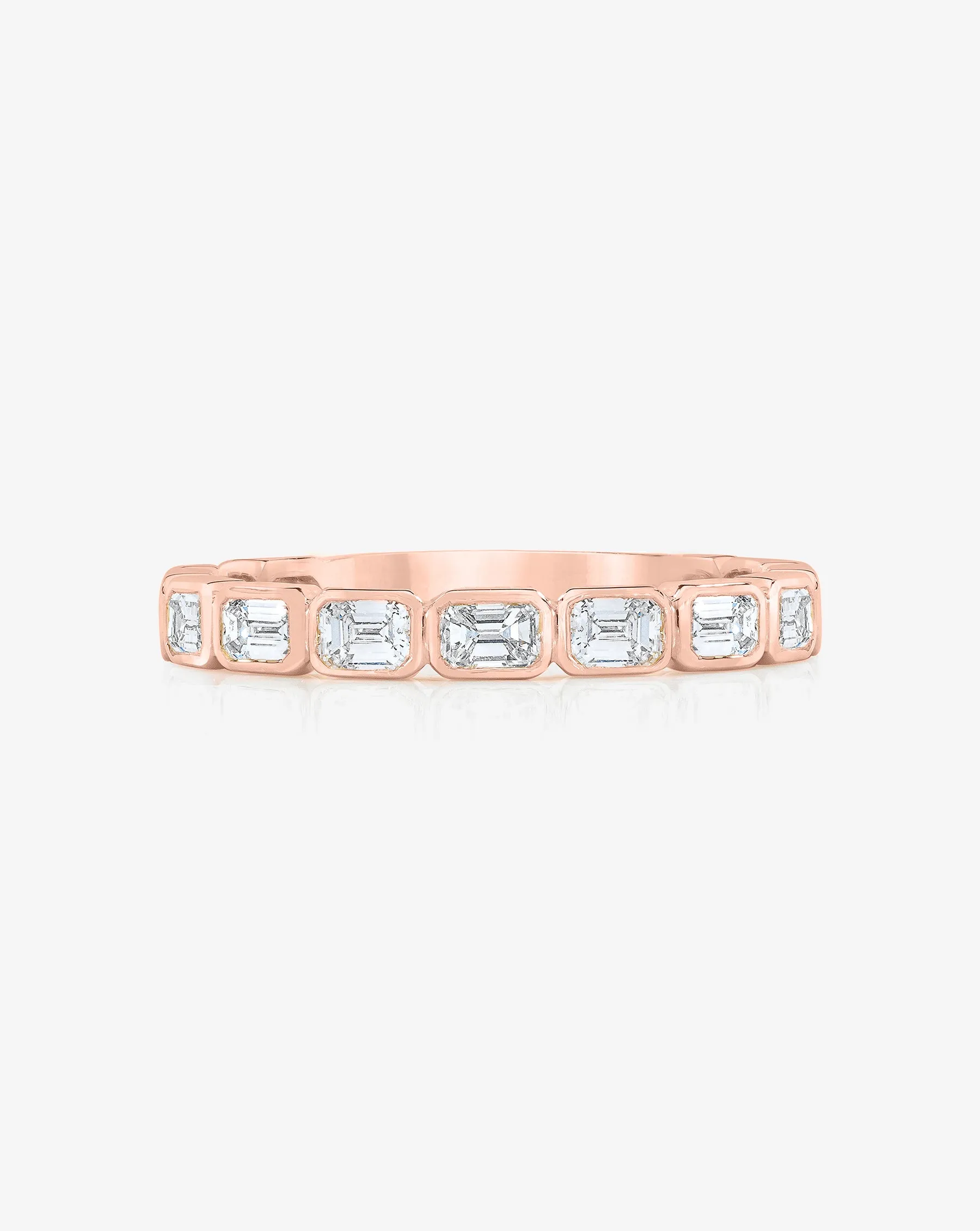 Sideways Emerald Bezel 3/4 Diamond Band