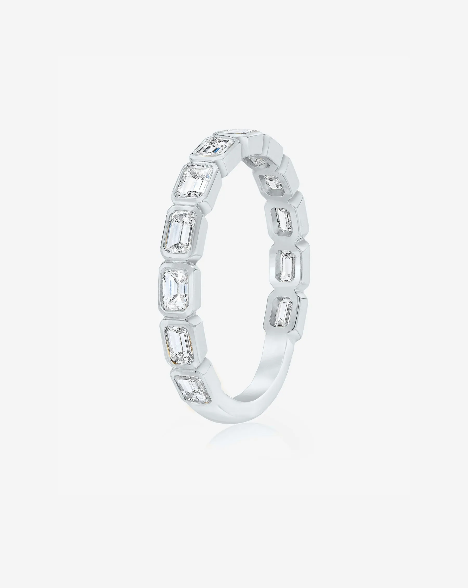 Sideways Emerald Bezel 3/4 Lab Diamond Band