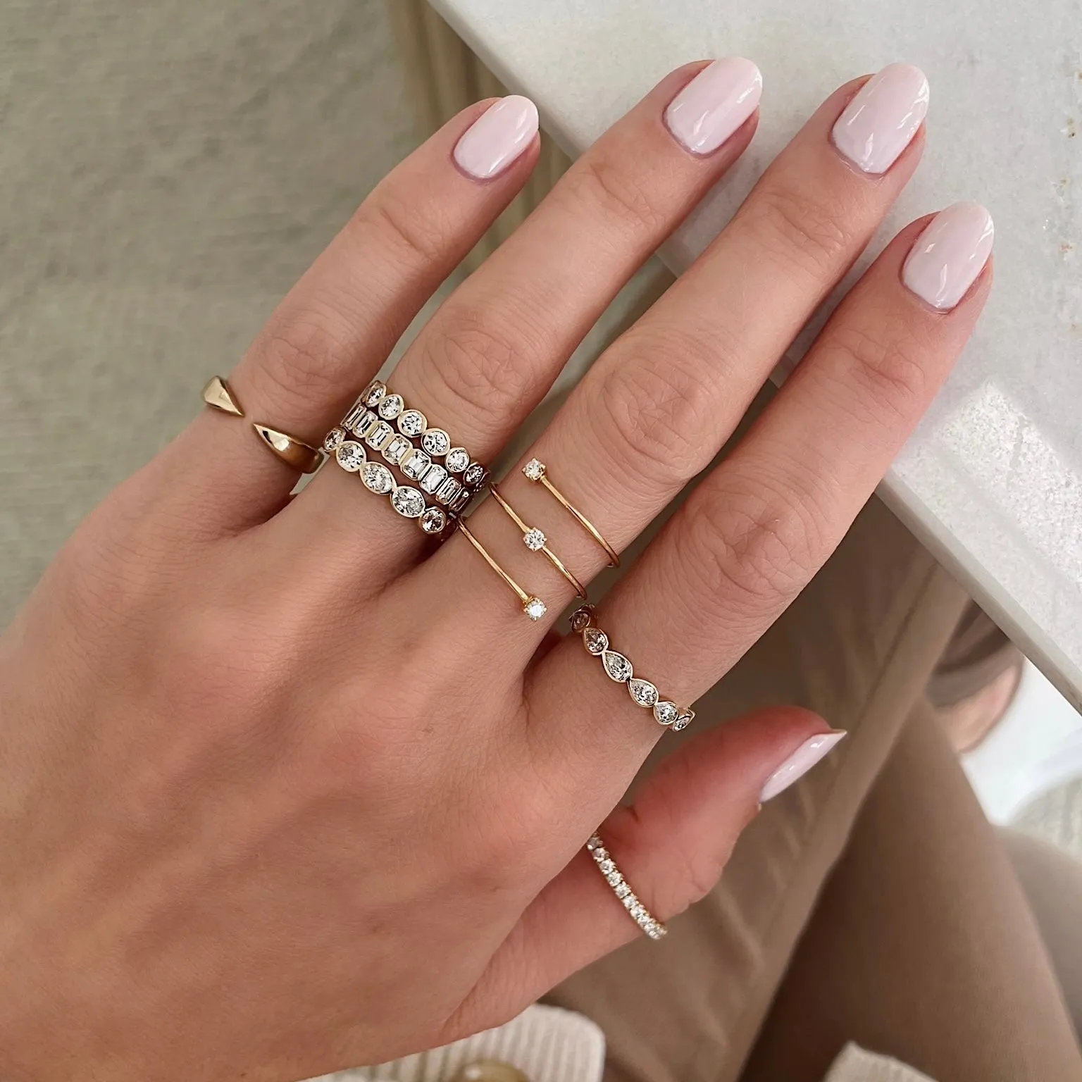 Sideways Oval Bezel Eternity Band