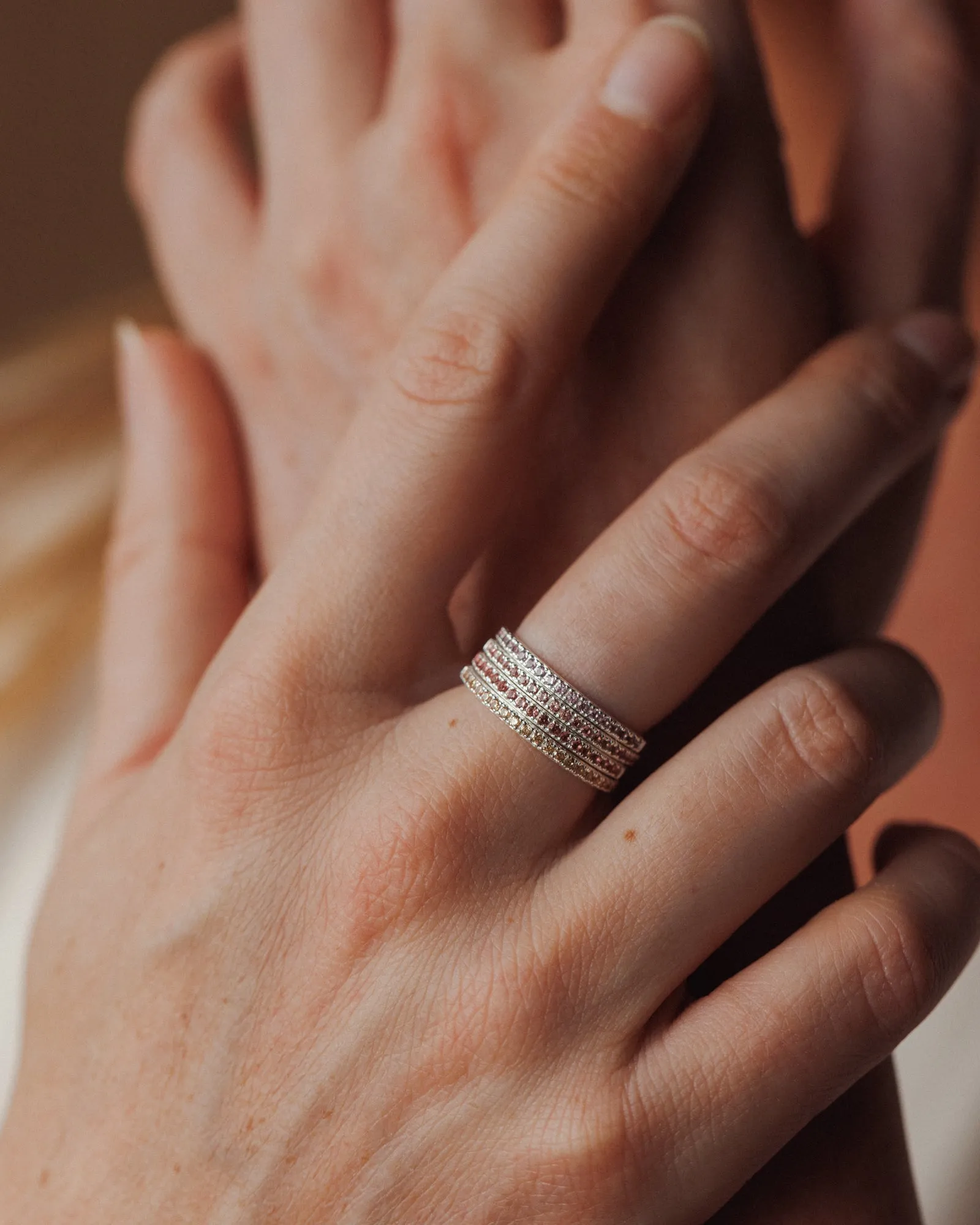 Silver Aura Birthstone Stacking Ring