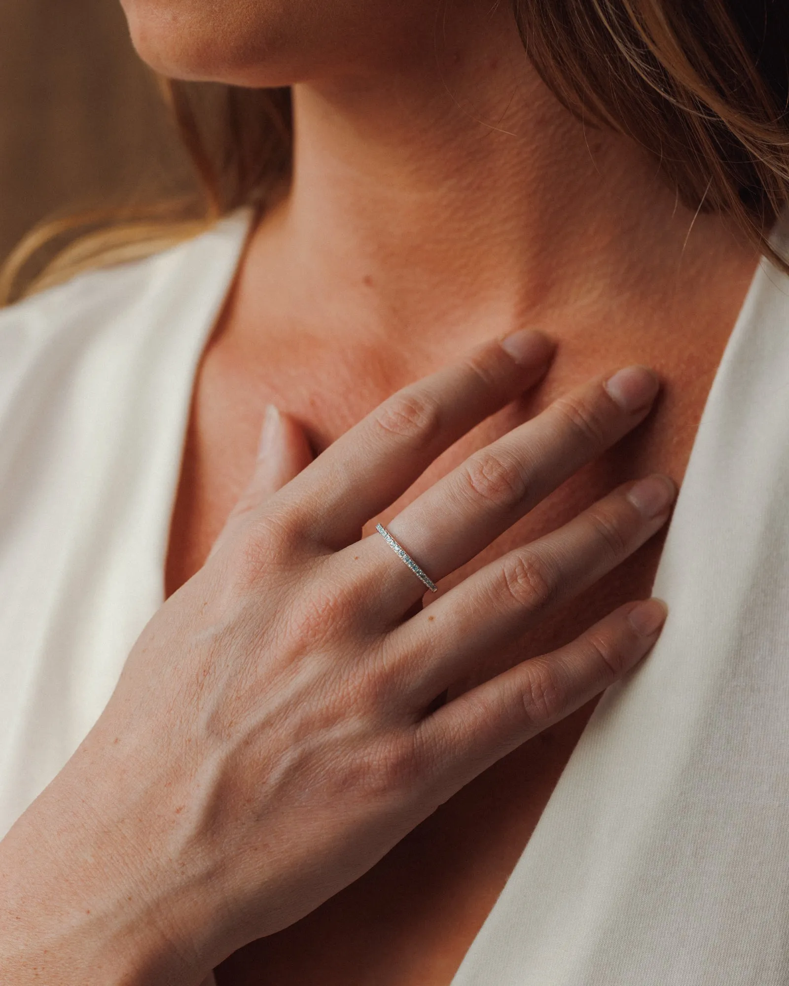 Silver Aura Birthstone Stacking Ring