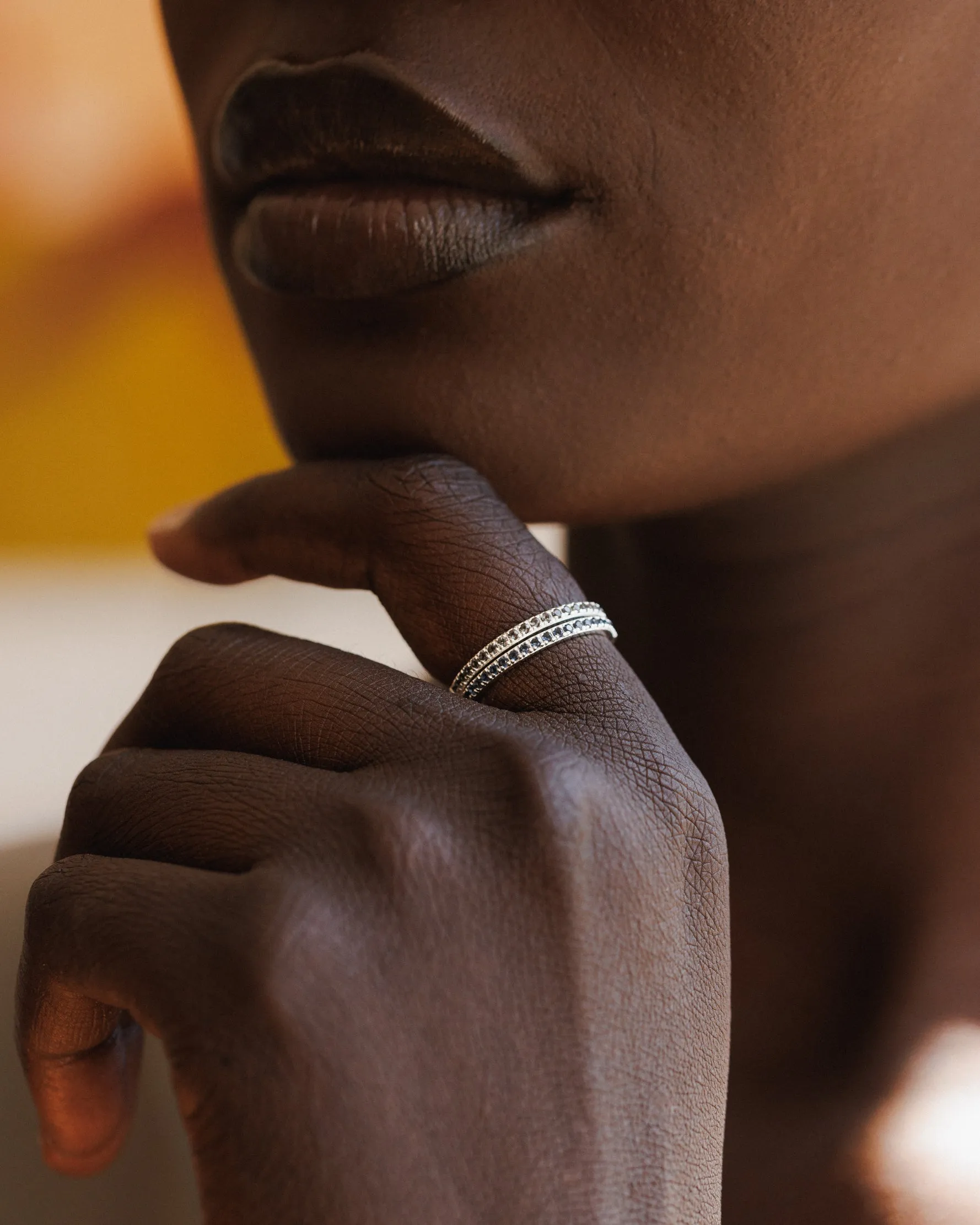 Silver Aura Birthstone Stacking Ring