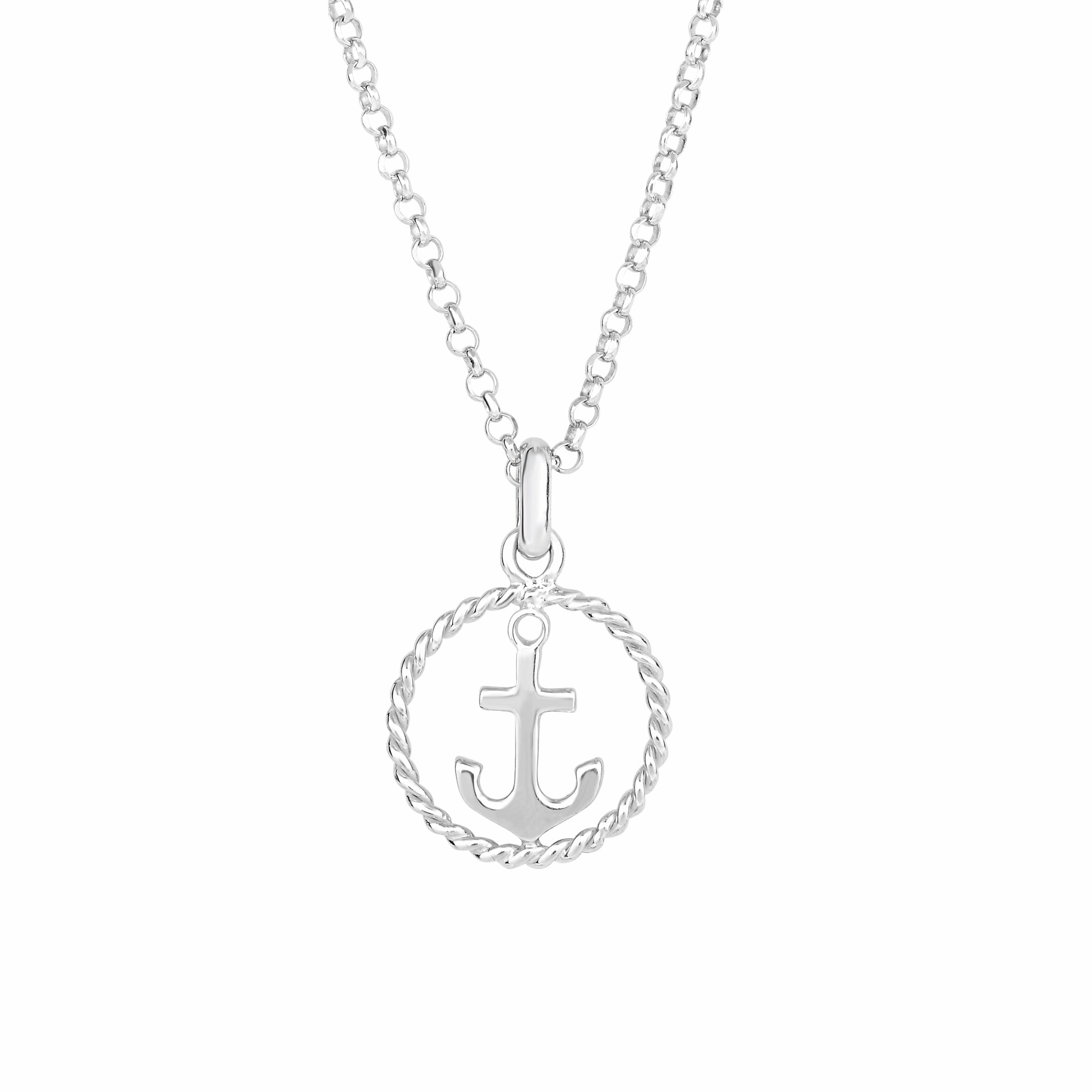 Silver Anchor and Rope Detail Bracelet