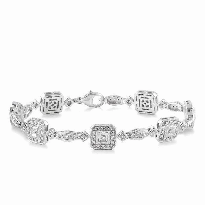 Silver Halo Diamond Bracelet