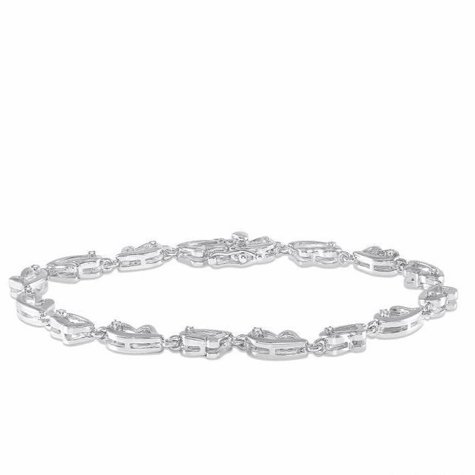 Silver Heart Shape Diamond Bracelet