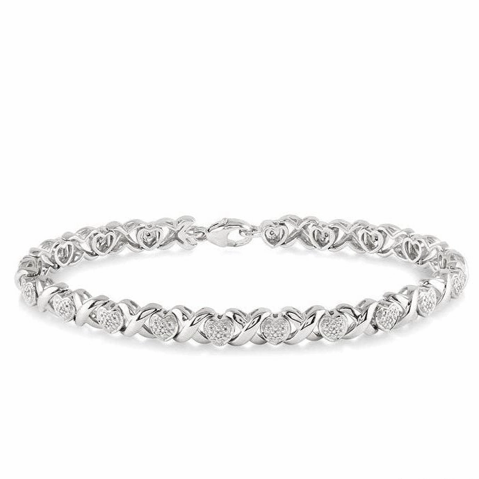 Silver Heart Shape Diamond Bracelet