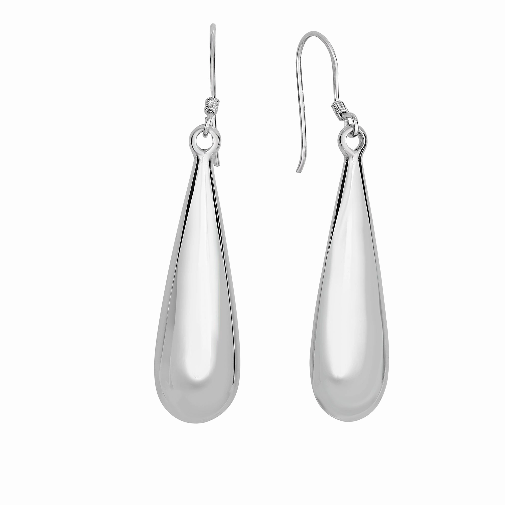 Silver Long Puff Teardrop Earring