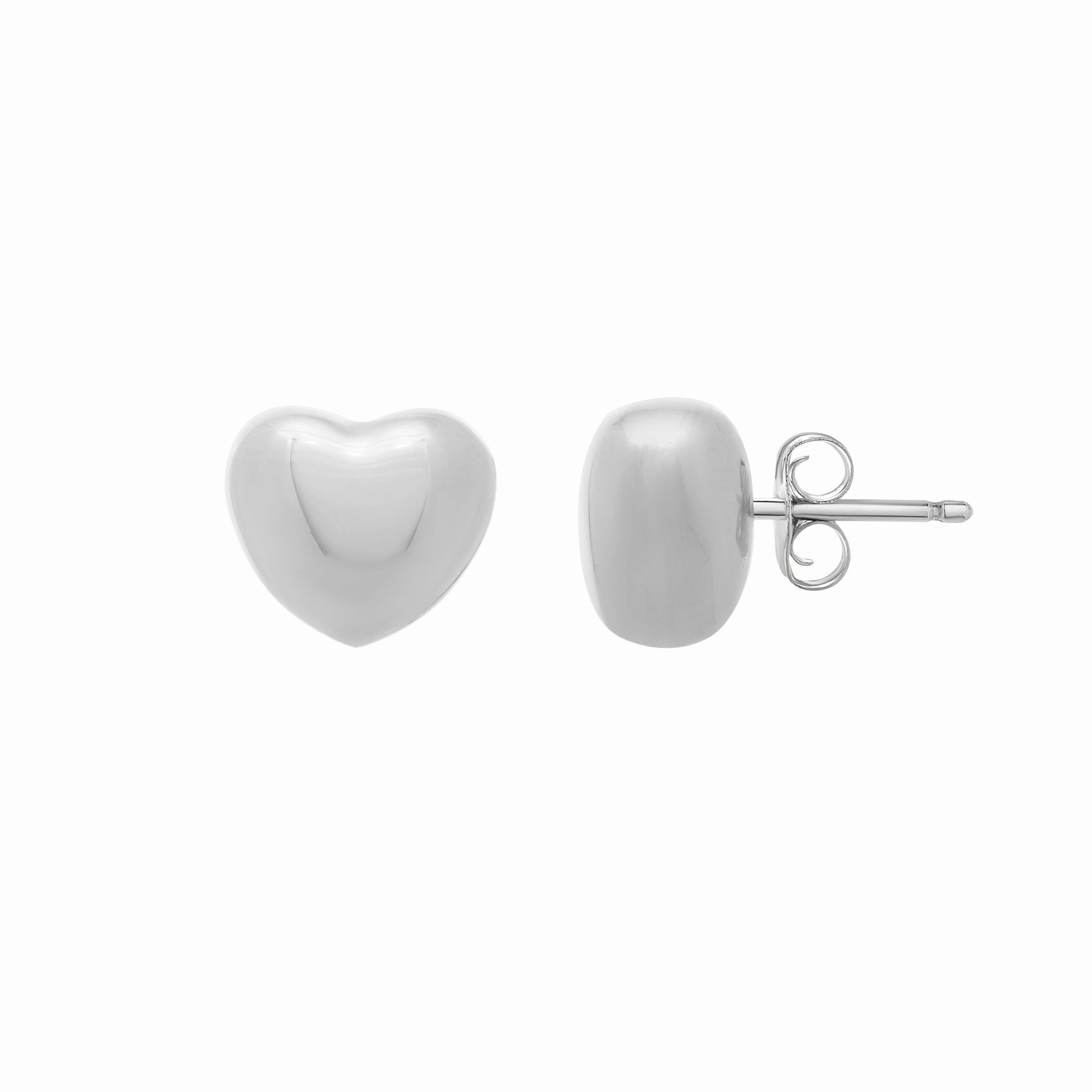 Silver Puffed Small Heart Stud Earrings