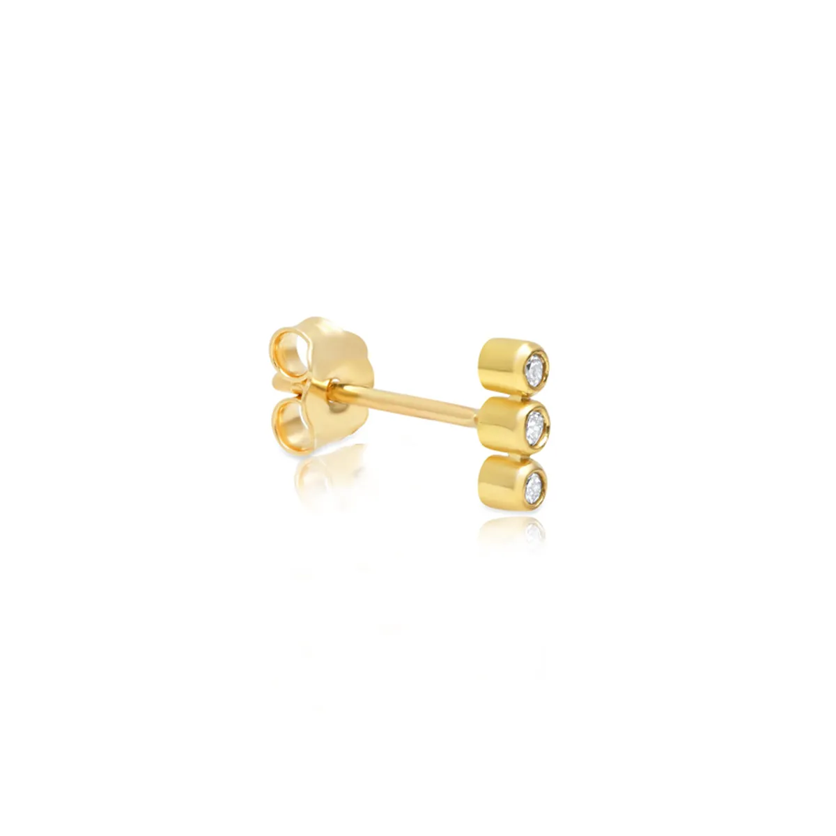 Single 3 Mini Diamond Bezel Stud