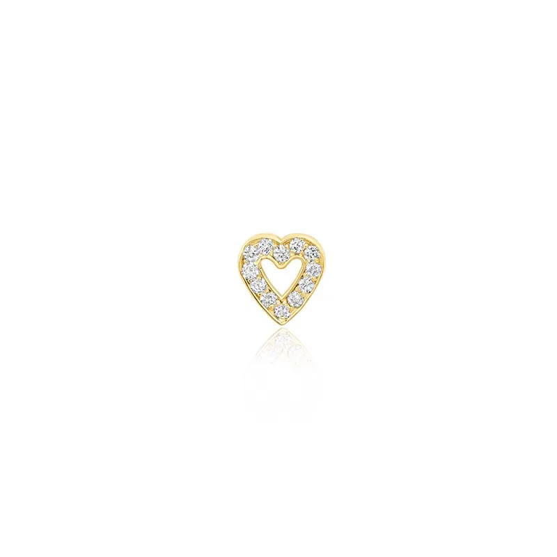 Single Diamond Mini Open Heart Stud