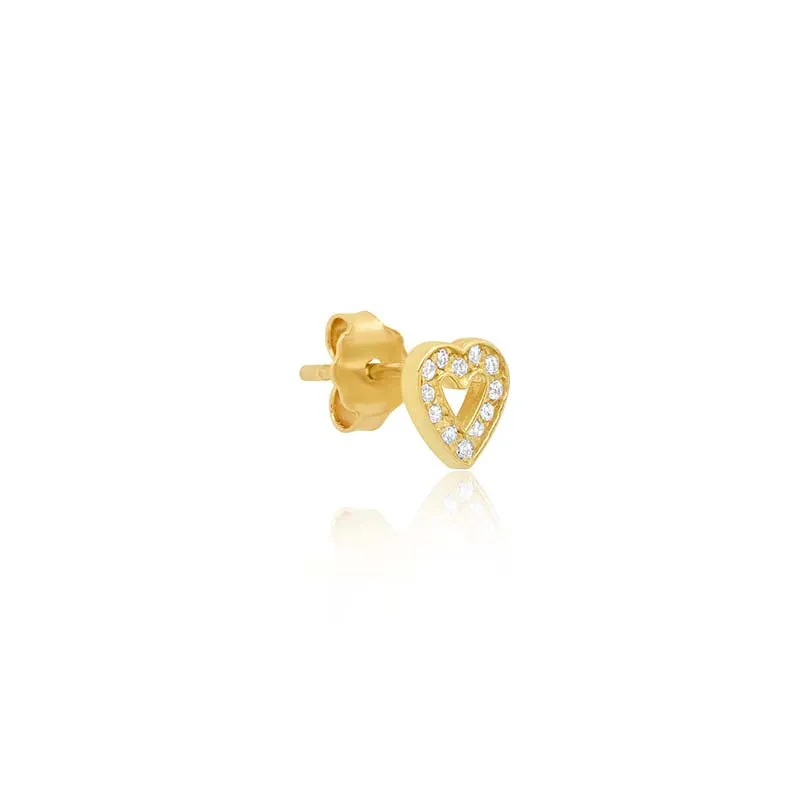 Single Diamond Mini Open Heart Stud