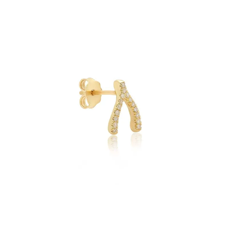 Single Diamond Mini Wishbone Stud