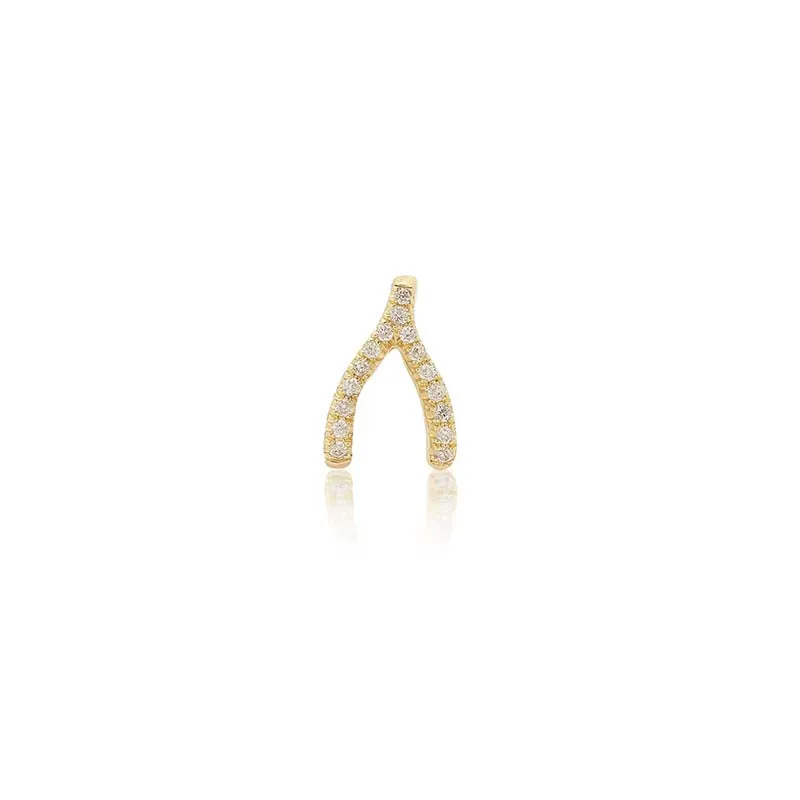 Single Diamond Mini Wishbone Stud