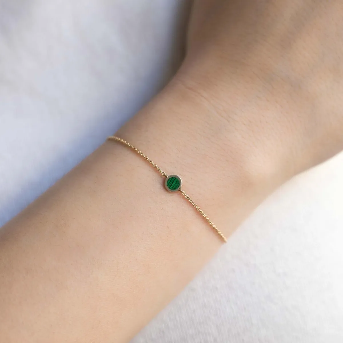 Single Gemstone Circle Bracelet Malachite