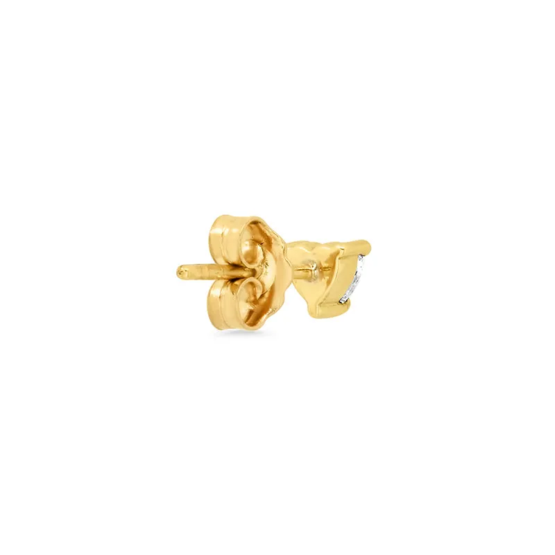 Single Heart-Cut Diamond Stud