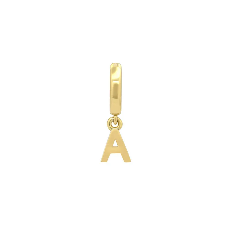 Single Huggie with Mini Letter Drop
