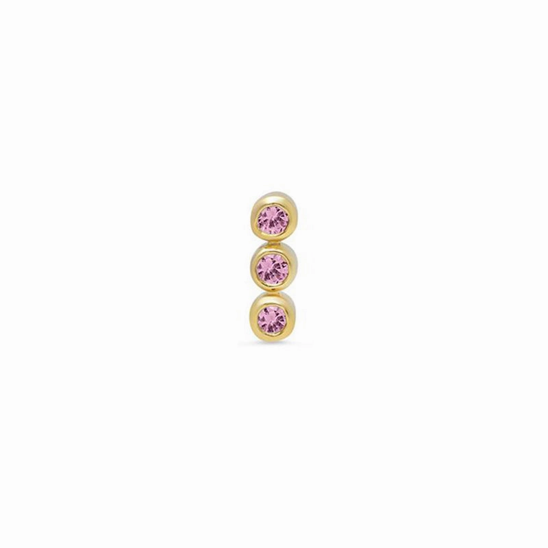 Single 3 Mini Pink Sapphire Bezel Stud