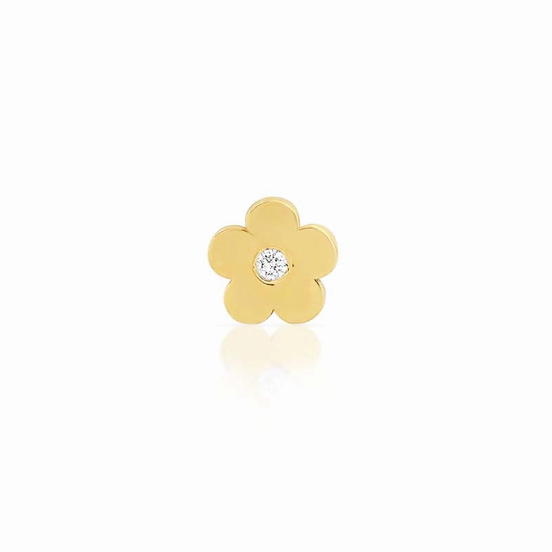 Single Mini Daisy Studs with Diamond Center
