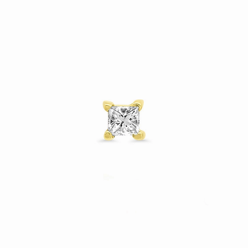 Single Princess-Cut Diamond Stud