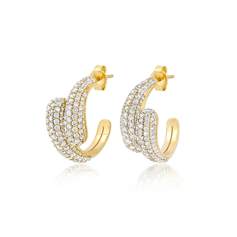 Small Diamond Double Dome Hoops