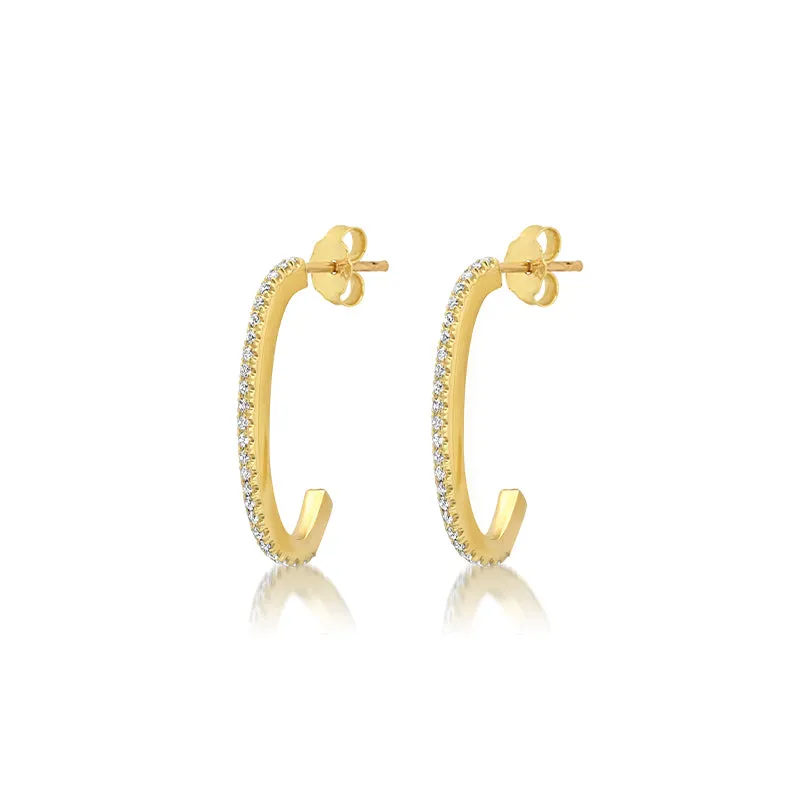 Small Diamond Elongated Edith Hoops
