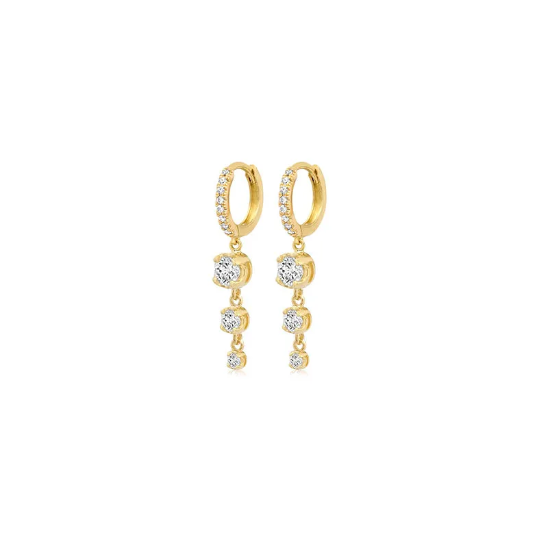Small Diamond Huggies with Graduated Illusion Set Diamond Drop