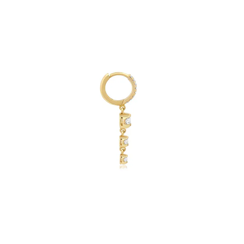 Small Diamond Huggies with Graduated Illusion Set Diamond Drop
