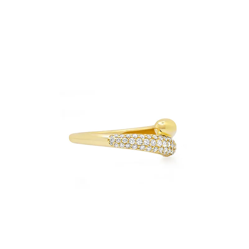 Small Double Dome Ring with Diamond Pave Accent