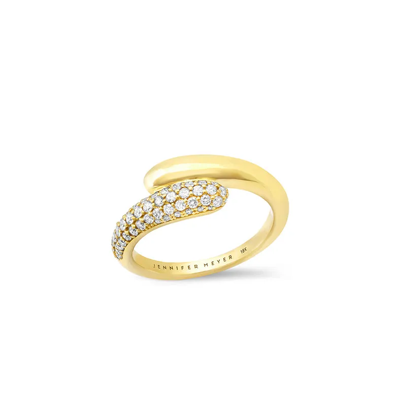 Small Double Dome Ring with Diamond Pave Accent