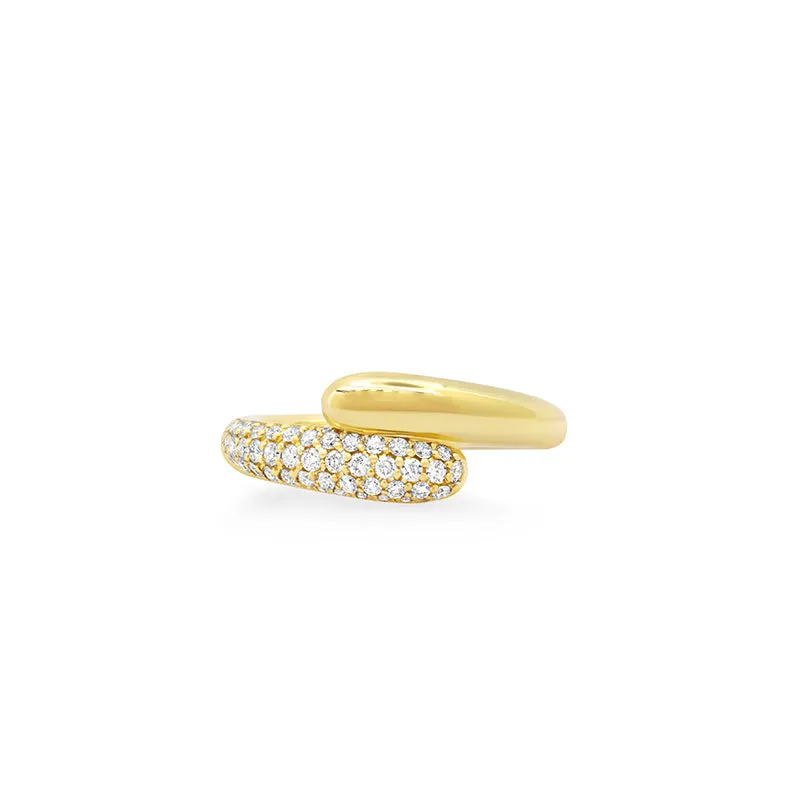Small Double Dome Ring with Diamond Pave Accent