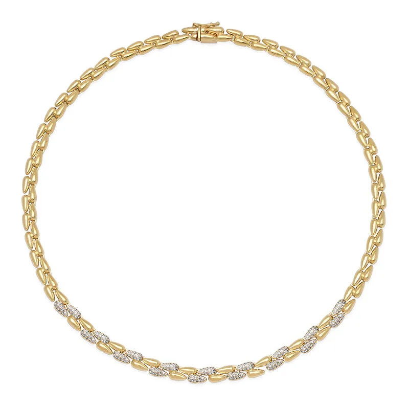 Small Double Dome Tennis Necklace with Diamond Accents