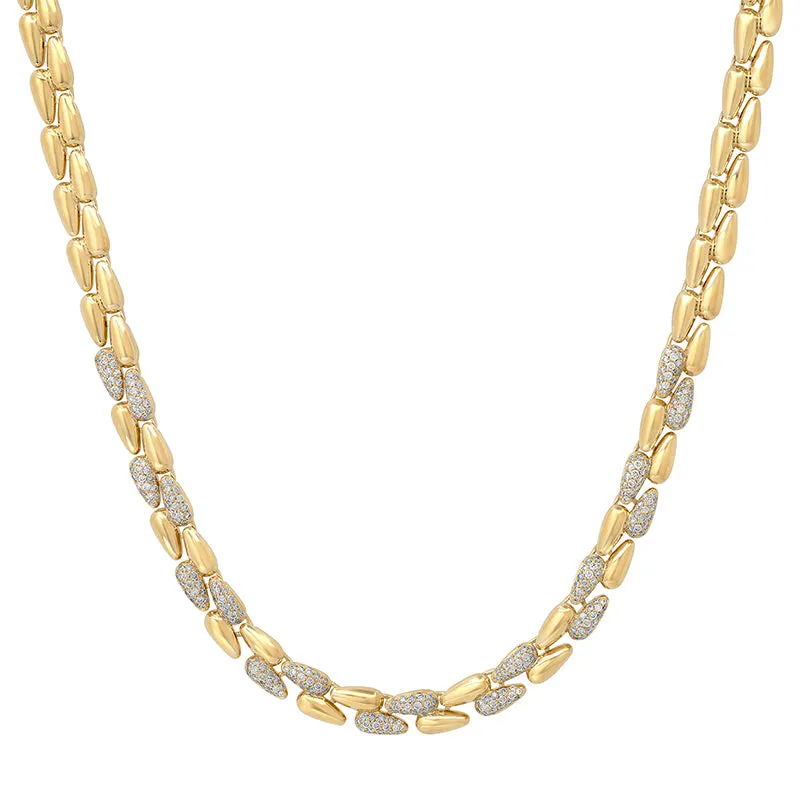 Small Double Dome Tennis Necklace with Diamond Accents