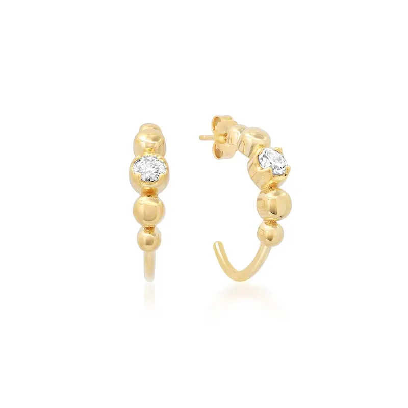 Small Graduated Bezel Hoops with Illusion Set Diamond Accent