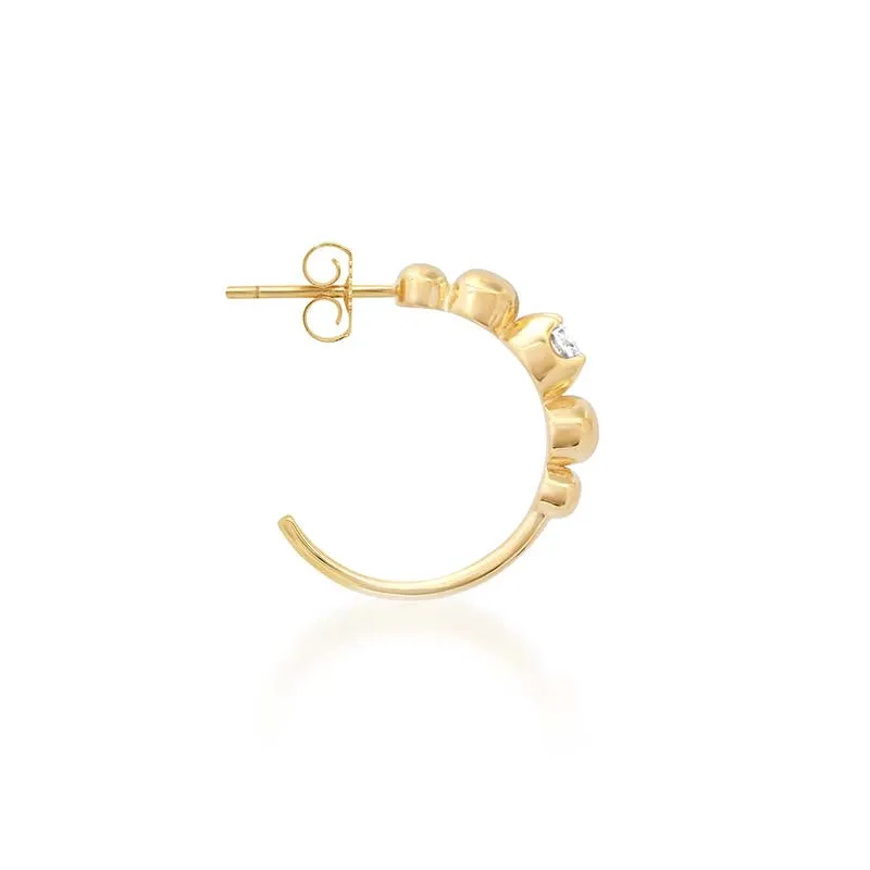 Small Graduated Bezel Hoops with Illusion Set Diamond Accent