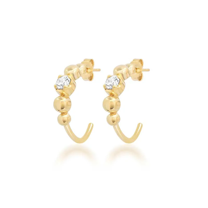 Small Graduated Bezel Hoops with Illusion Set Diamond Accent