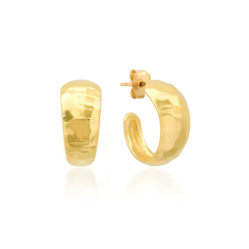 Small Hammered Tapered Hoops