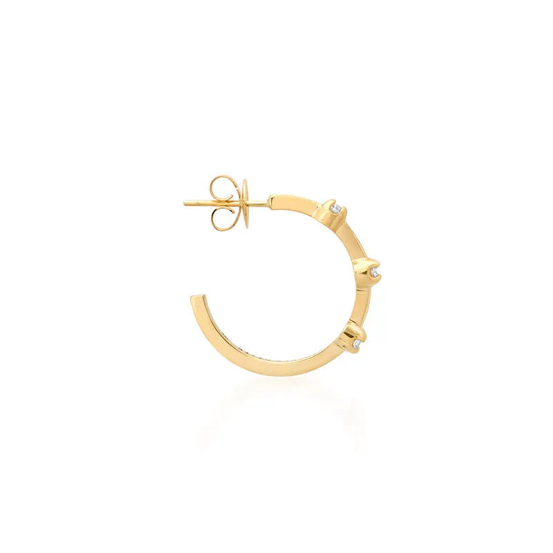 Small Hoops with 3 Illusion Set Diamonds