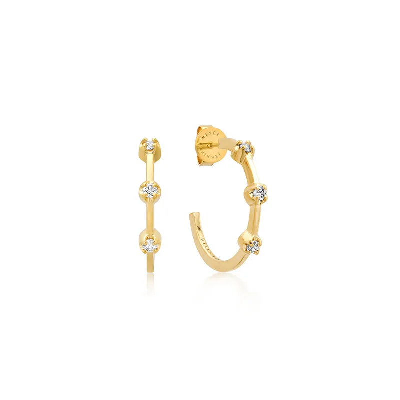 Small Hoops with 3 Illusion Set Diamonds