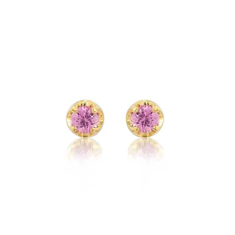 Small Illusion Set Pink Sapphire Studs