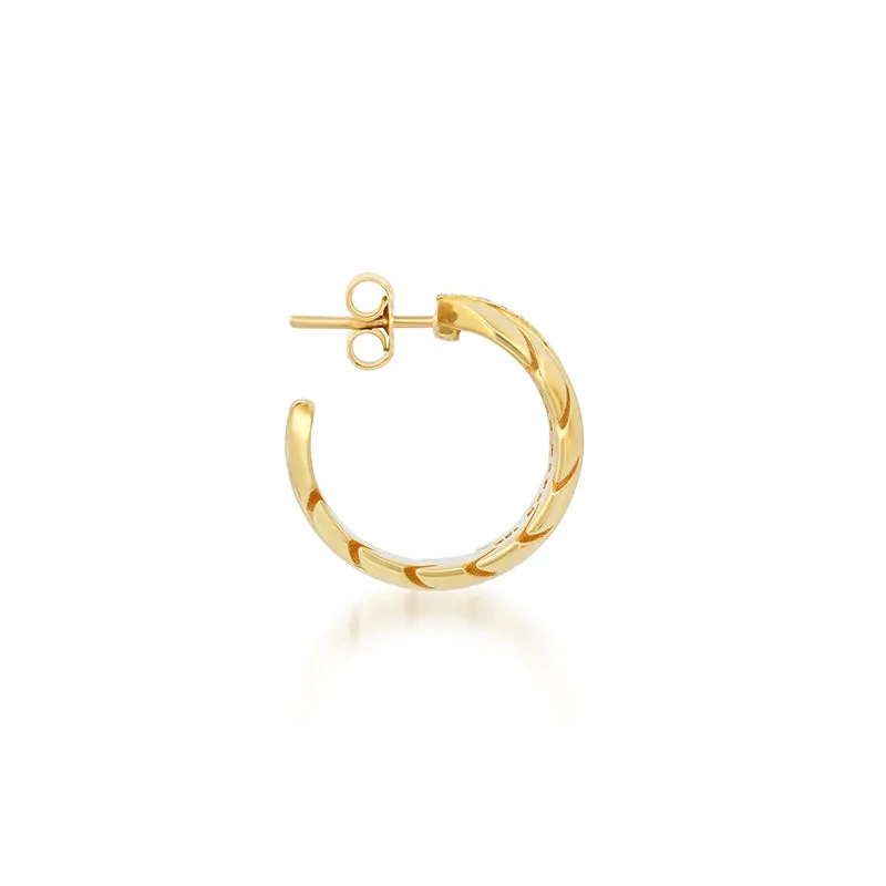 Small Leaf Hoops with Diamonds