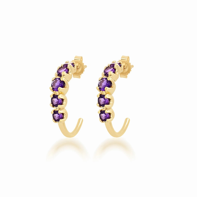 Small Graduated Amethyst Hoops