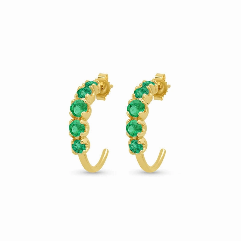 Small Graduated Emerald Hoops