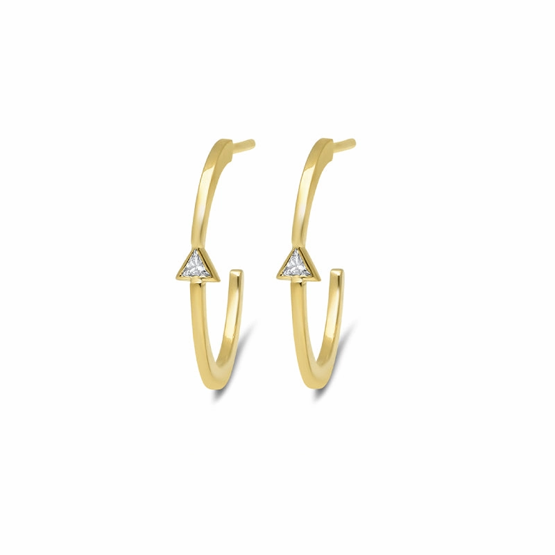Small Hoops with Trillion-Cut Diamond Accent